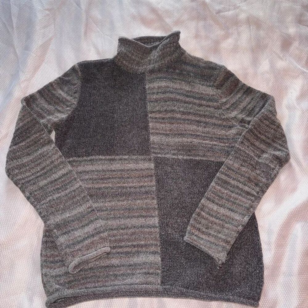 Vintage 90’s Liz Claiborne patchwork turtleneck sweater boho chic artsy eclectic